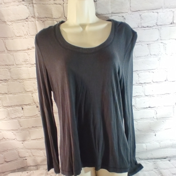 Chicos Black Scoop Modal Silk Long Sleeve Med - Picture 1 of 13